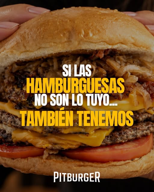 Hamburguesa doble Pitburger con cebolla, cheddar y tomate: si las hamburguesas no son lo tuyo, también tenemos